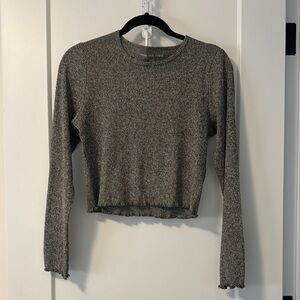 AE Gray Ribbed Long Sleeve Top